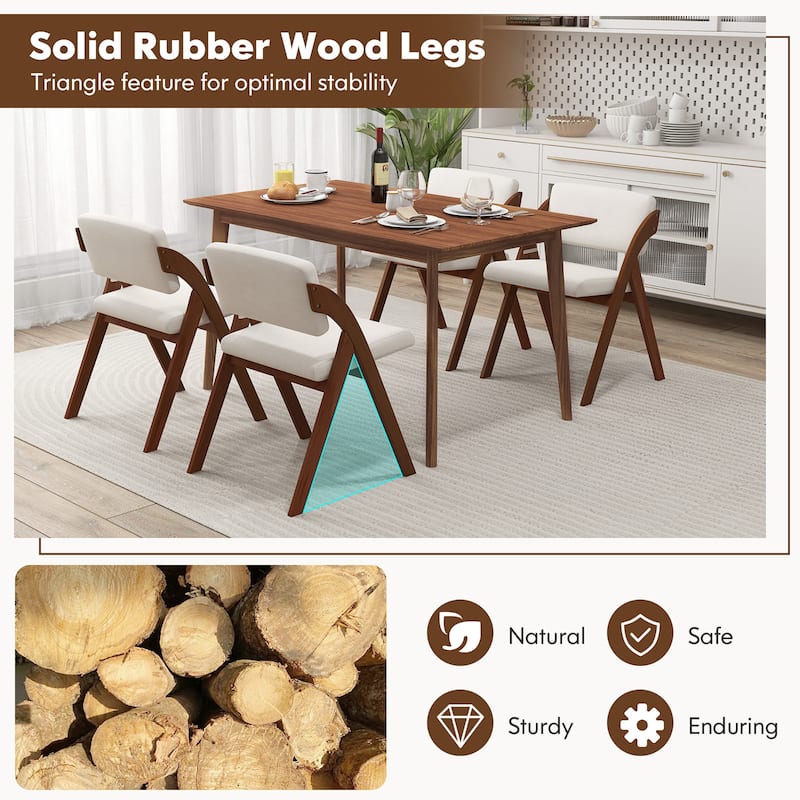 Gymax Set of 2 Dining Chairs Folding Kitchen Chair w/ Rubber Wood Legs