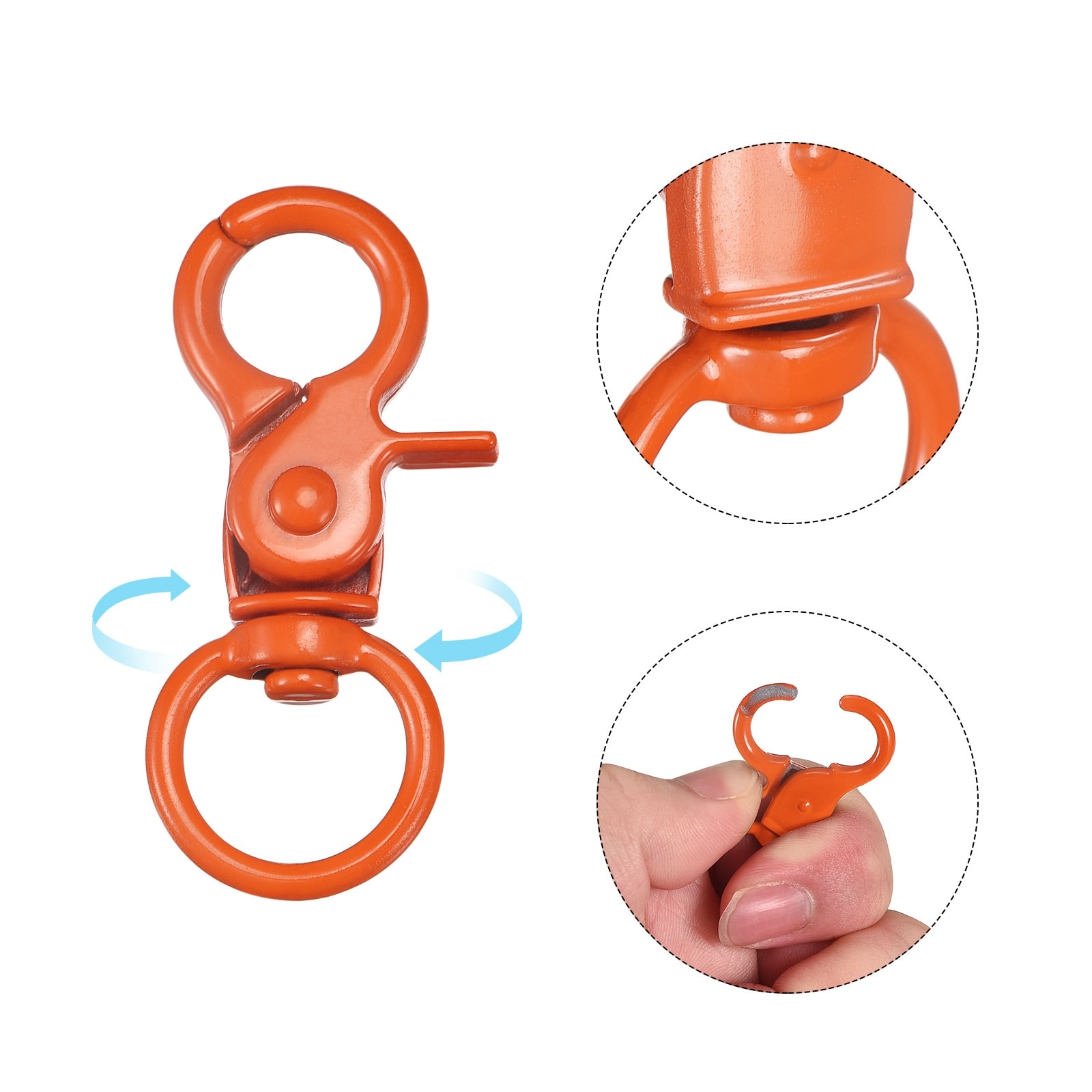 Unique Bargains 44mm Swivel Clasps Lanyard Snap Hook Claw Clasp for DIY Orange, 4pcs - Orange - 43.9mm