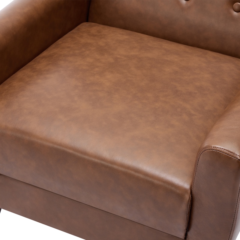 2 Set Modern Tufted Linen Upholstered Accent Chair Faux Leather Armchair
