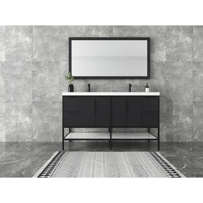 Maria 60" Freestanding Vanity with Reinforced Acrylic Sink - Grey - Matte
