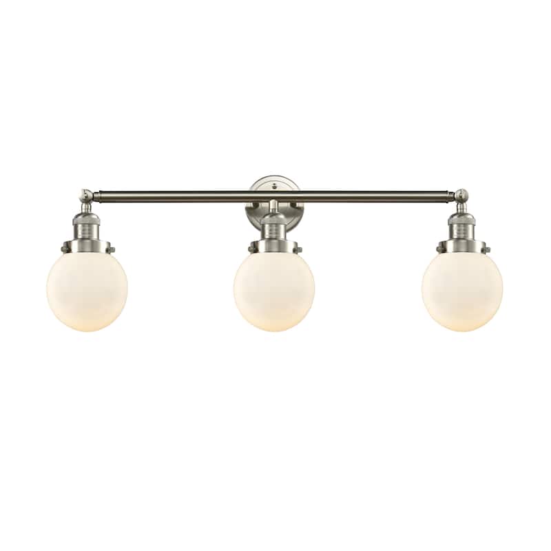 Innovations Lighting Beacon 3 Light 30" Wide Bathroom Vanity Light - Brushed Satin Nickel / Matte White
