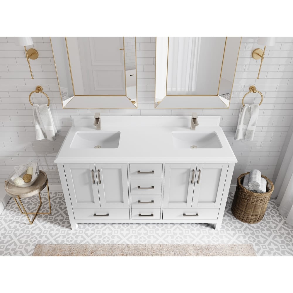 Willow Collections 60 in. W x 22 in. D Malibu Double Sink Bathroom Vanity with Countertop