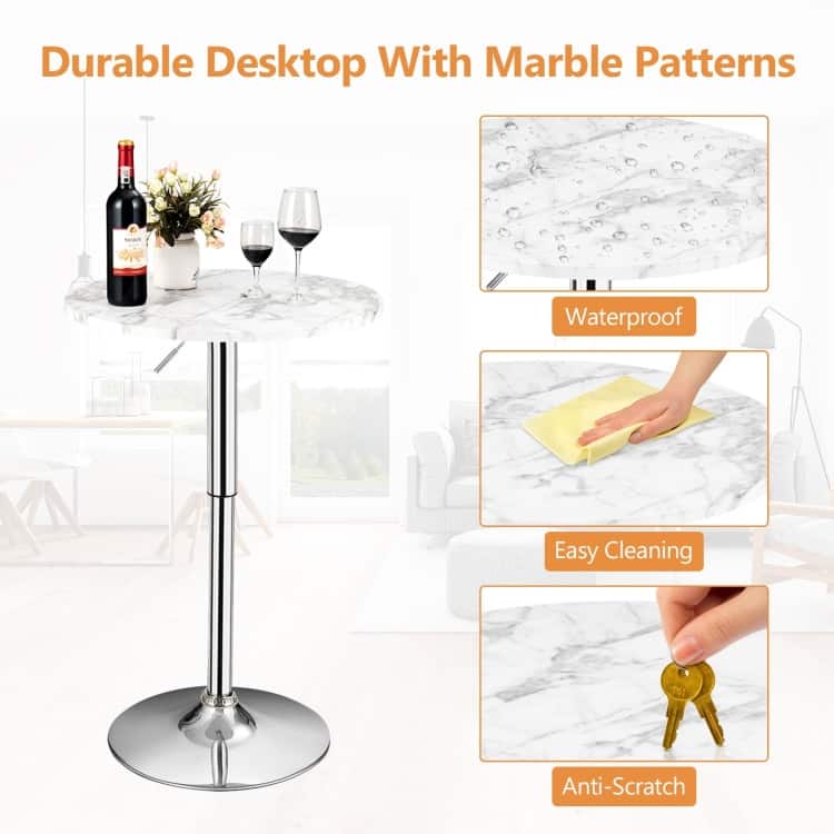 Round Height Adjustable Bistro Bar Table - 24" x 24" x (28-36)" (L x W x H)
