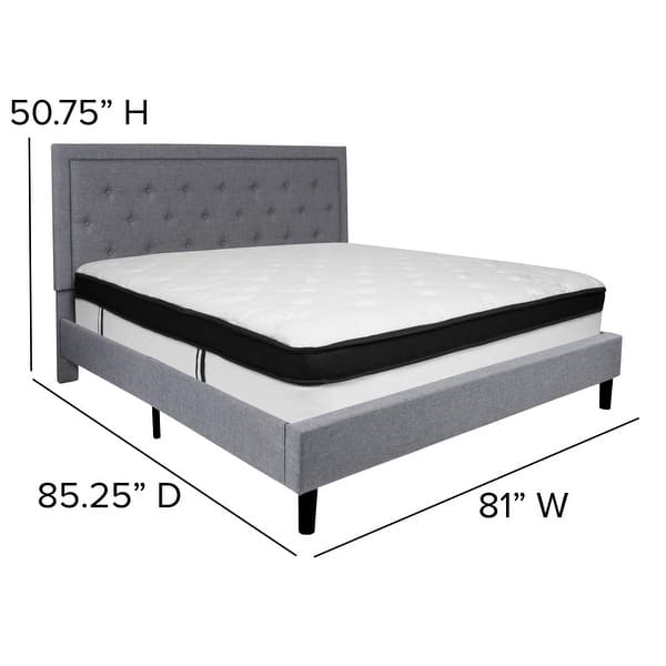 Panel Tufted Platform Bed and Memory Foam Pocket Spring Mattress Bed