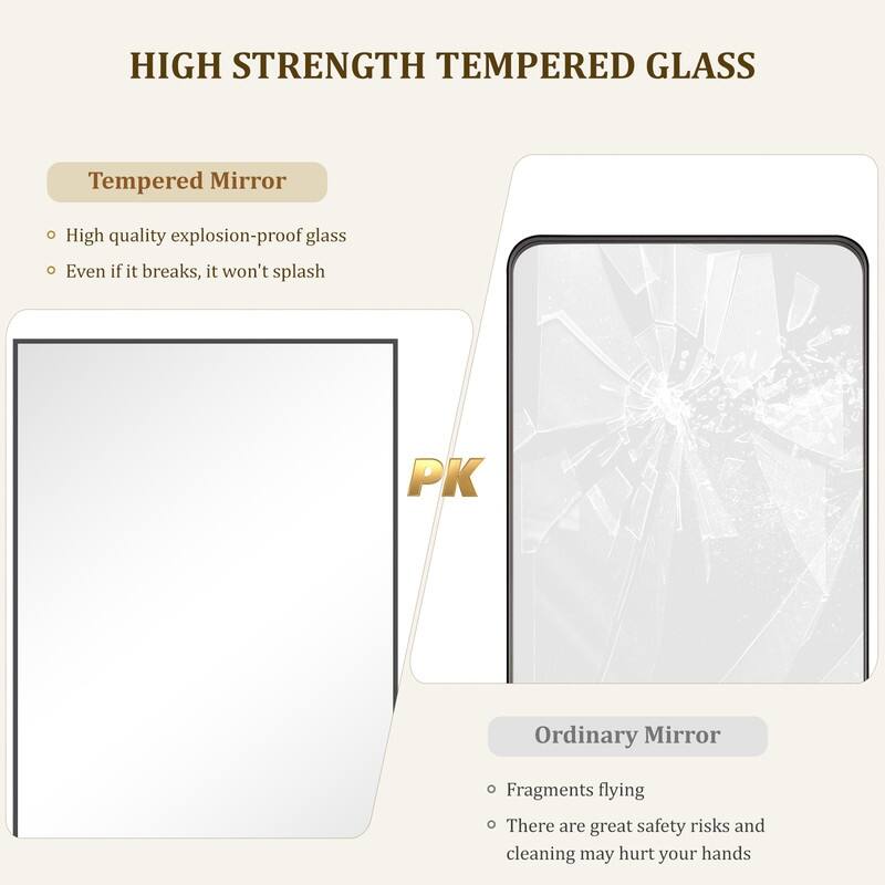Black Modern Aluminum Square Mirror for Living Room