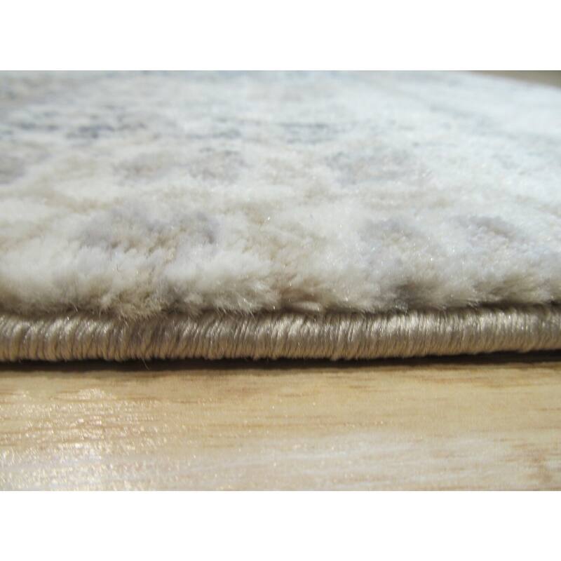 Ivory Machine-Made Polypropylene Transitional Distressed Bohemian Isabella Rug, 5'3 x 7'3, Elegant Floor Cover - L