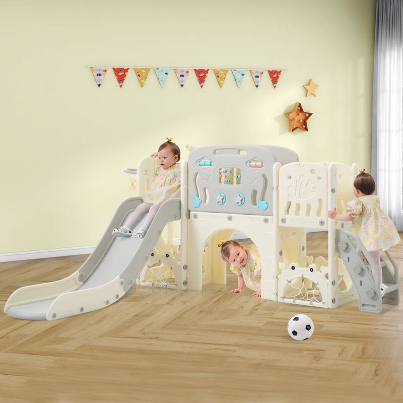 For Toddler Age 1-3 with Basketball Hoop, Arch Tunnel and Telescope, Toy Storage Organizer for Toddlers, Kids Climbers