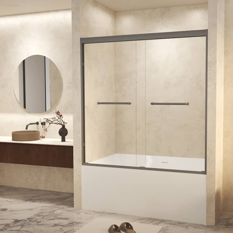 60" W × 60" H Framed Double Sliding Shower Door with Stainless Steel Handle