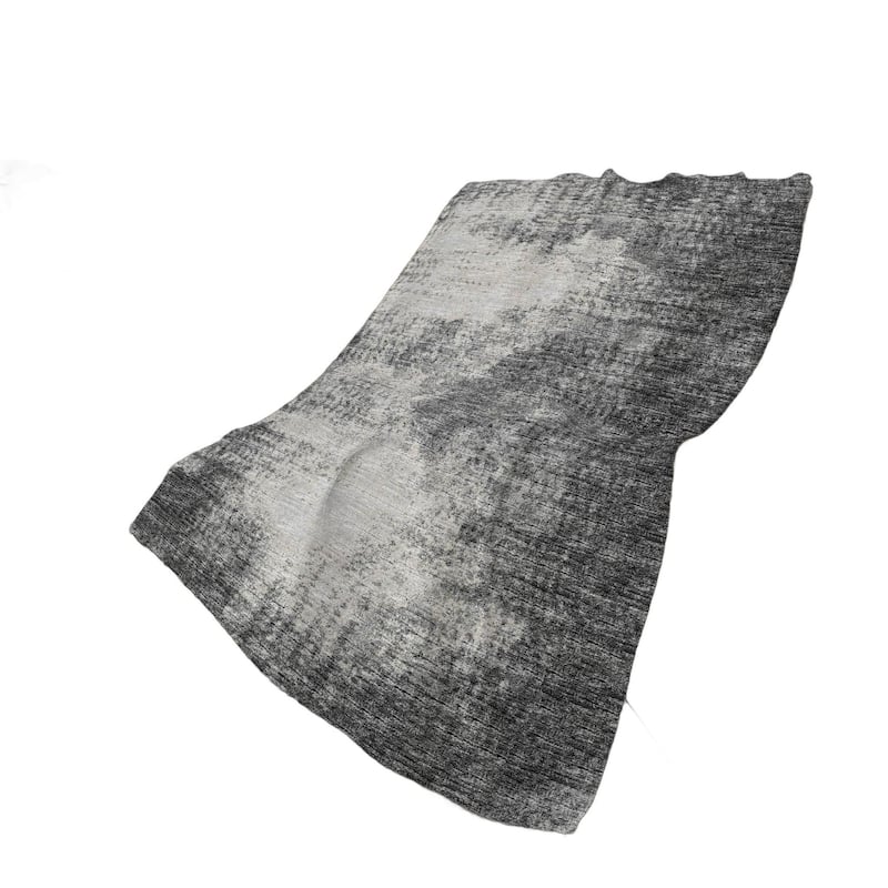 HomeRoots 50" X 70" Black And Beige Abstract Polyester Woven Plush Throw Blanket