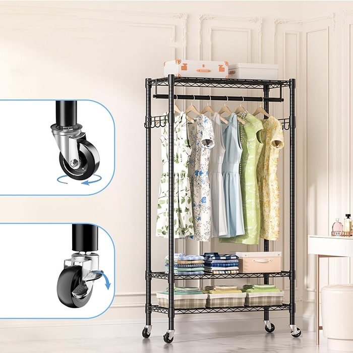 Bed bath and beyond clothes rack on wheels deals