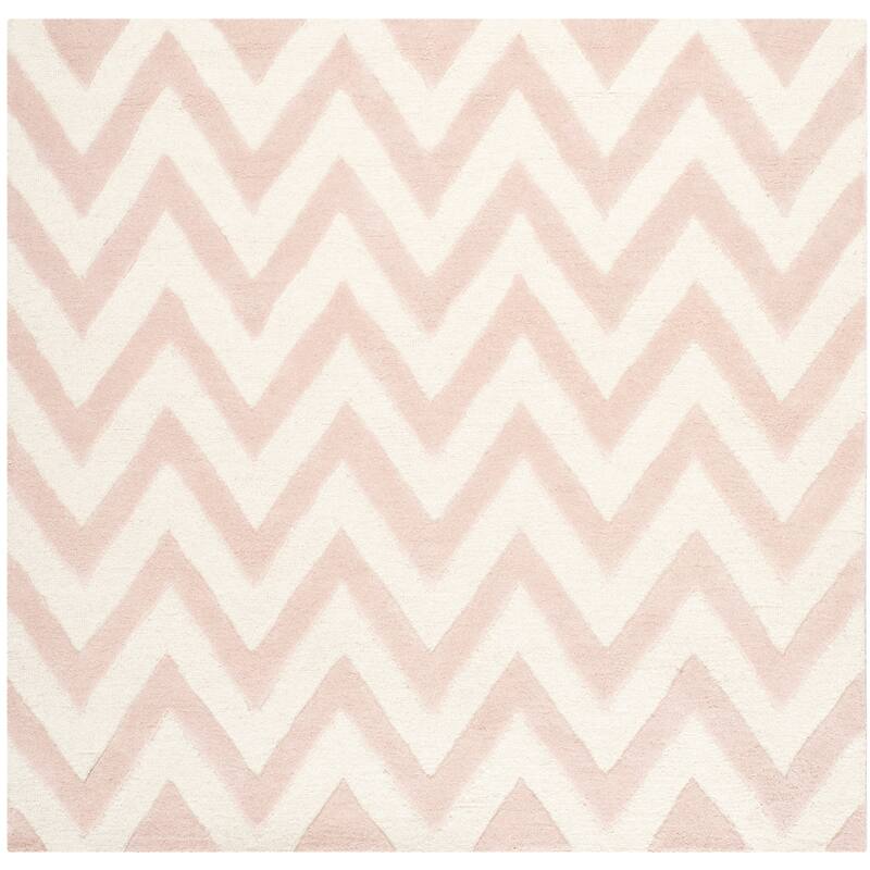 SAFAVIEH Handmade Cambridge Hicran Modern Moroccan Wool Rug - 6' Square - Light Pink/Ivory