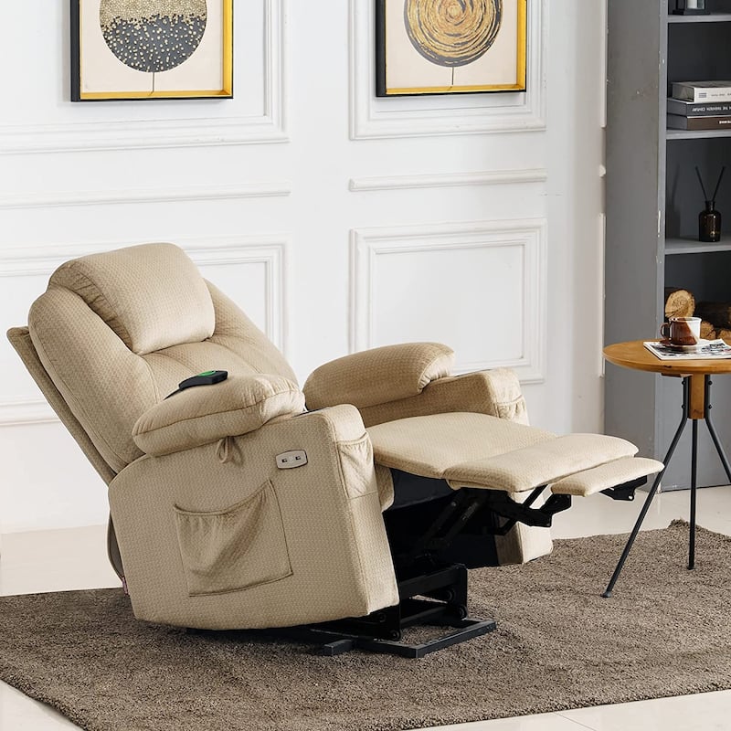 MCombo Electric Power Lift Recliner Chair Sofa with Massage and Heat, 3 Positions, USB Ports, Fabric 7040