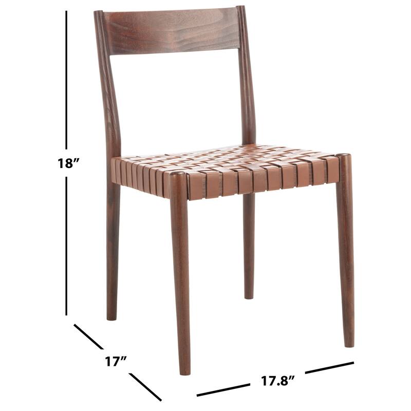 SAFAVIEH Myrle Leather Dining Room Chair (Set of 2) - 18.5" W x 20" L x 31.5" H - 19Wx20Dx32H