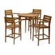 preview thumbnail 16 of 21, Stamford Outdoor Rustic 5 Piece Acacia Wood Bar Set by Christopher Knight Home