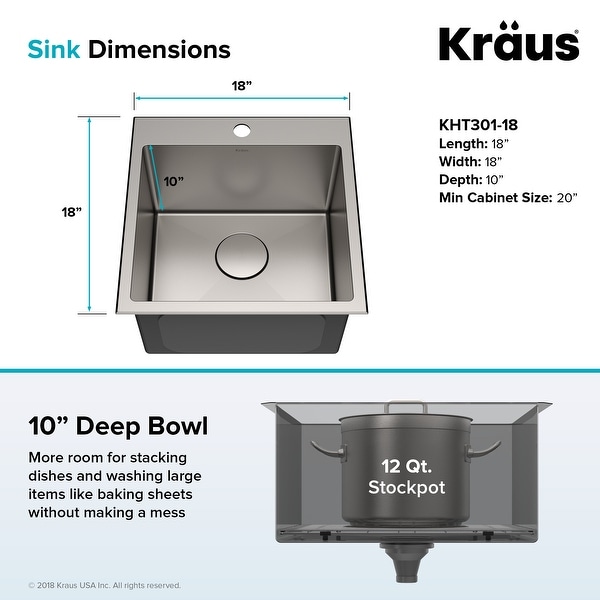 KRAUS Standart PRO Stainless Steel 18 in Topmount Drop-In Kitchen Sink
