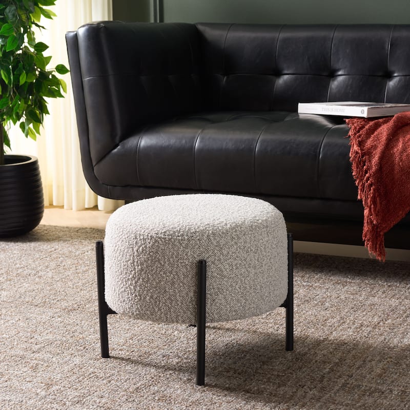 SAFAVIEH Home Crius Ottoman - Light Grey/Black