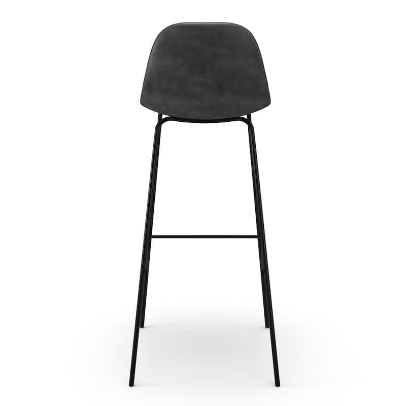 Maxine Vegan Leather Bar Height Stools Black Legs (Set of 2)
