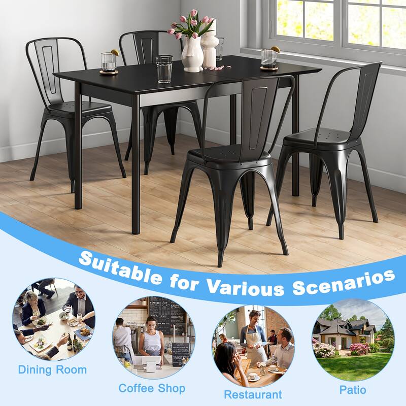 Gymax 18'' Metal Dining Chair High Back Bar Stools Set of 4 w/ - See Details