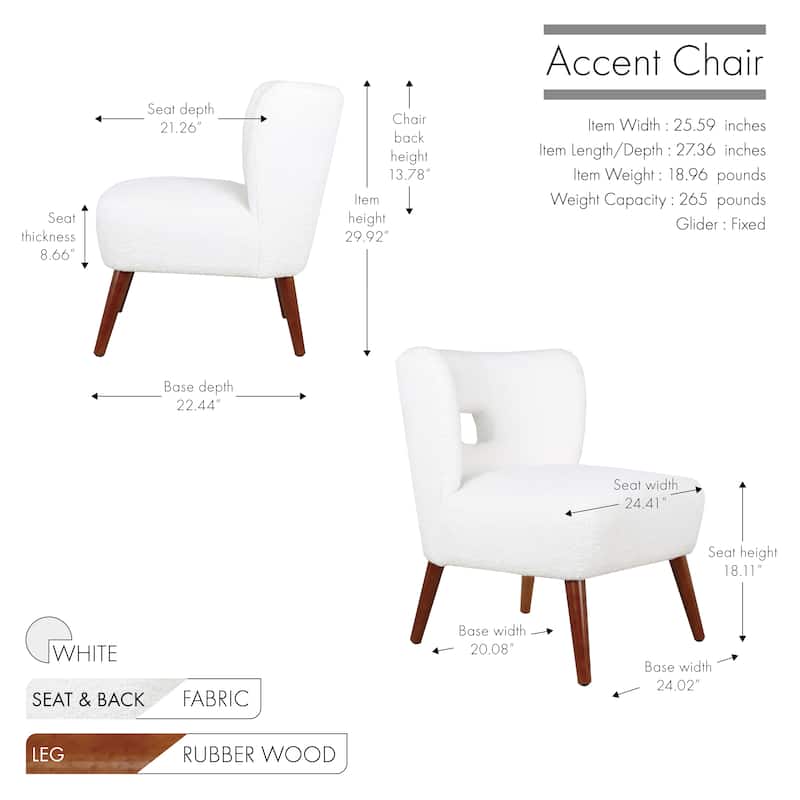 Porthos Home Hayle Sherpa Fabric Slipper Accent Chair with Rubberwood Legs