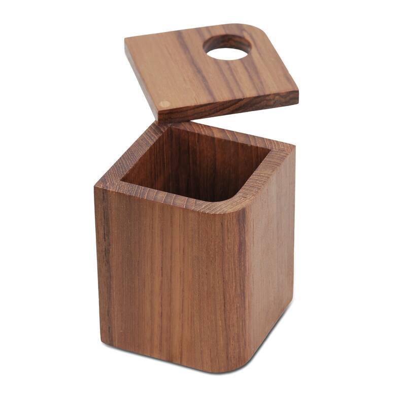 Eka Collection Teak Storage Container - 3" L x 3" W x 4-1/4" H