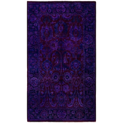 Overdyed One-of-a-Kind Hand-Knotted Area Rug - Purple - 3' 1" x 5' 2"