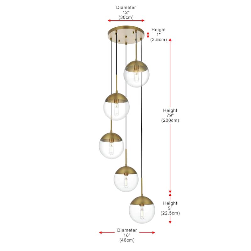 Elegant Lighting Eclipse 5 Light 18" Wide Multi Light Pendant with