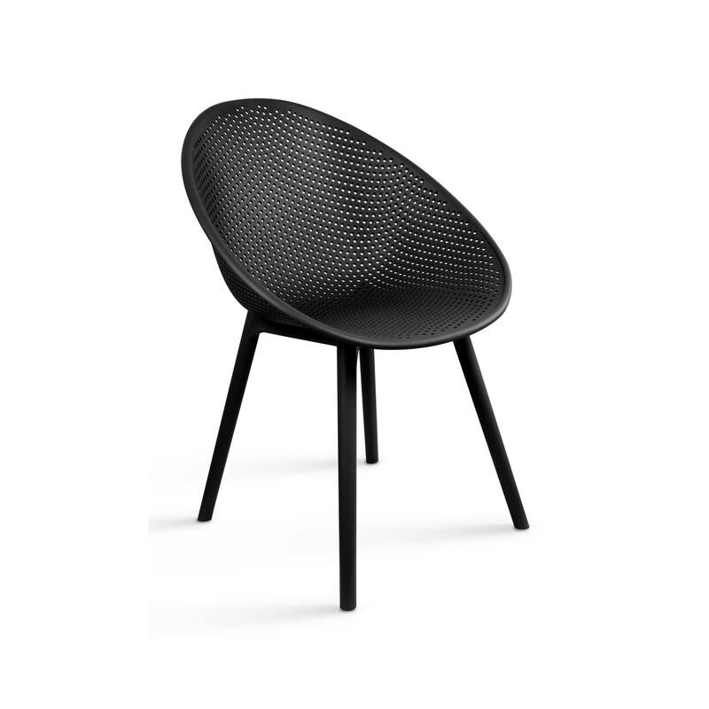 Modern Plastic Dining Chair Plastic Legs with Breathable Perforated Egg Shaped Seat for Indoor/Outdoor Use