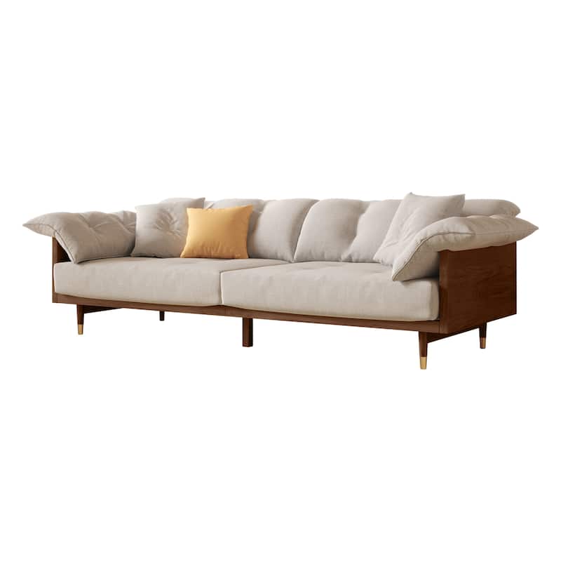 JASIWAY Modern 3-Seat Upholstered Cotton Linen Sofa
