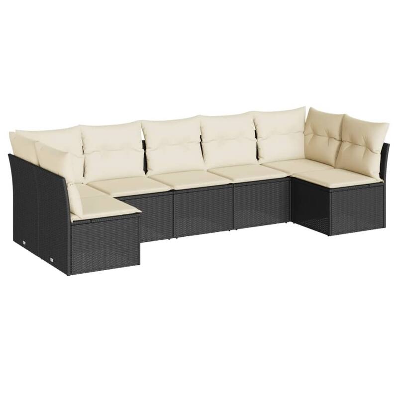 vidaXL Garden Sofa Set Black and Cream White - 24.4 x 24.4 x 27.2