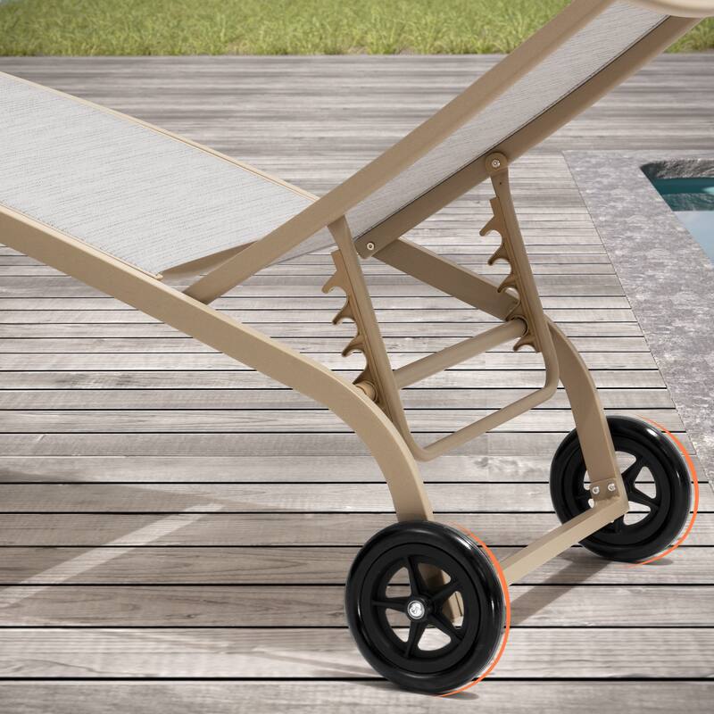 VredHom Outdoor Adjustable Chaise Lounge Chairs with Wheels - 43.2 in D * 12 in H * 21.9 in W