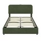 preview thumbnail 23 of 35, Upholstered Queen Hydraulic Storage Bed with RGB LED Light - Elegant Green Velvet Design