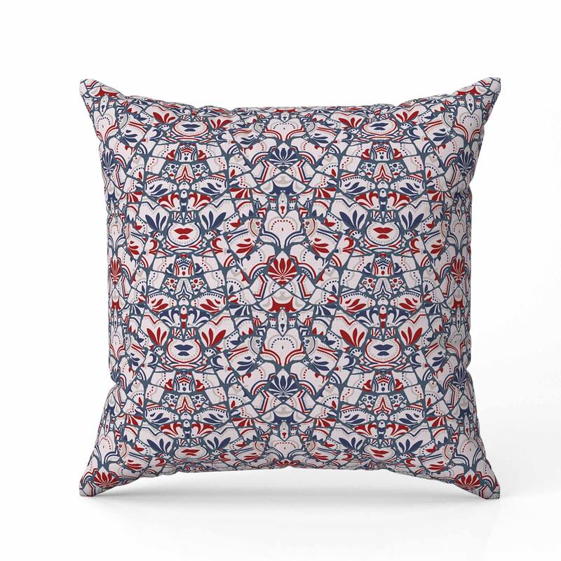 Wildflower Lagoon Indoor/Outdoor Reversible Throw Pillow Pink and Gray