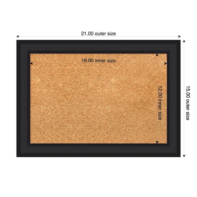 Oliver Black Narrow Wood Framed Cork Board - Bulletin Board, Organization Board, Pin Board - Natural - 21 x 15 in
