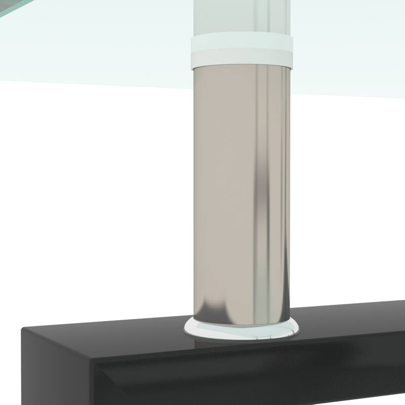 Rectangle Glass Coffee Table with Storage Shelf
