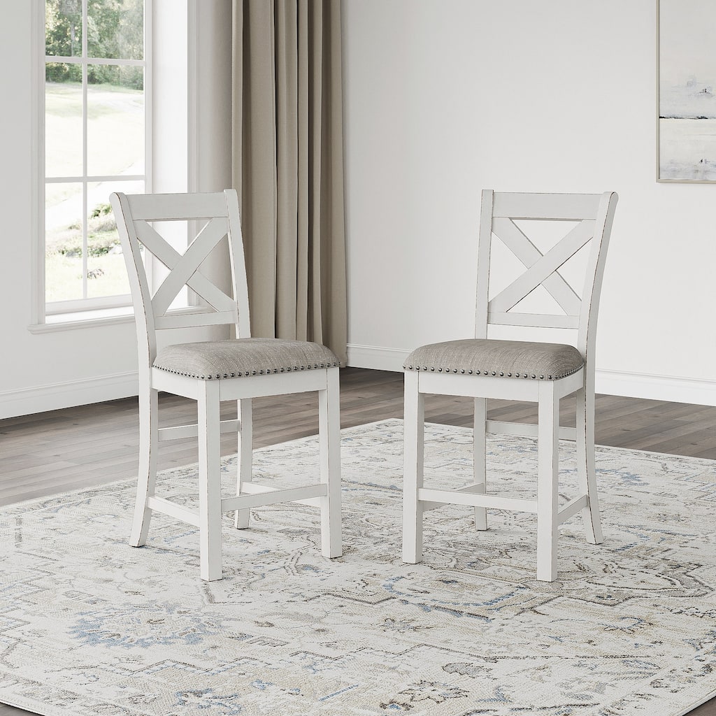 Signature Design by Ashley Robbinsdale White Counter Height Barstool - 19.88"W x 23"D x 42"H