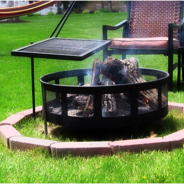 Sunnydaze Heavy-Duty Adjustable Campfire Cooking Swivel Grill - 24-Inch - Black|Black