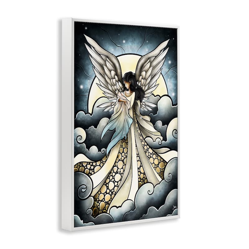 Stupell Classic Angel & Baby in Clouds Framed Giclee Art Design By Mandie Manzano