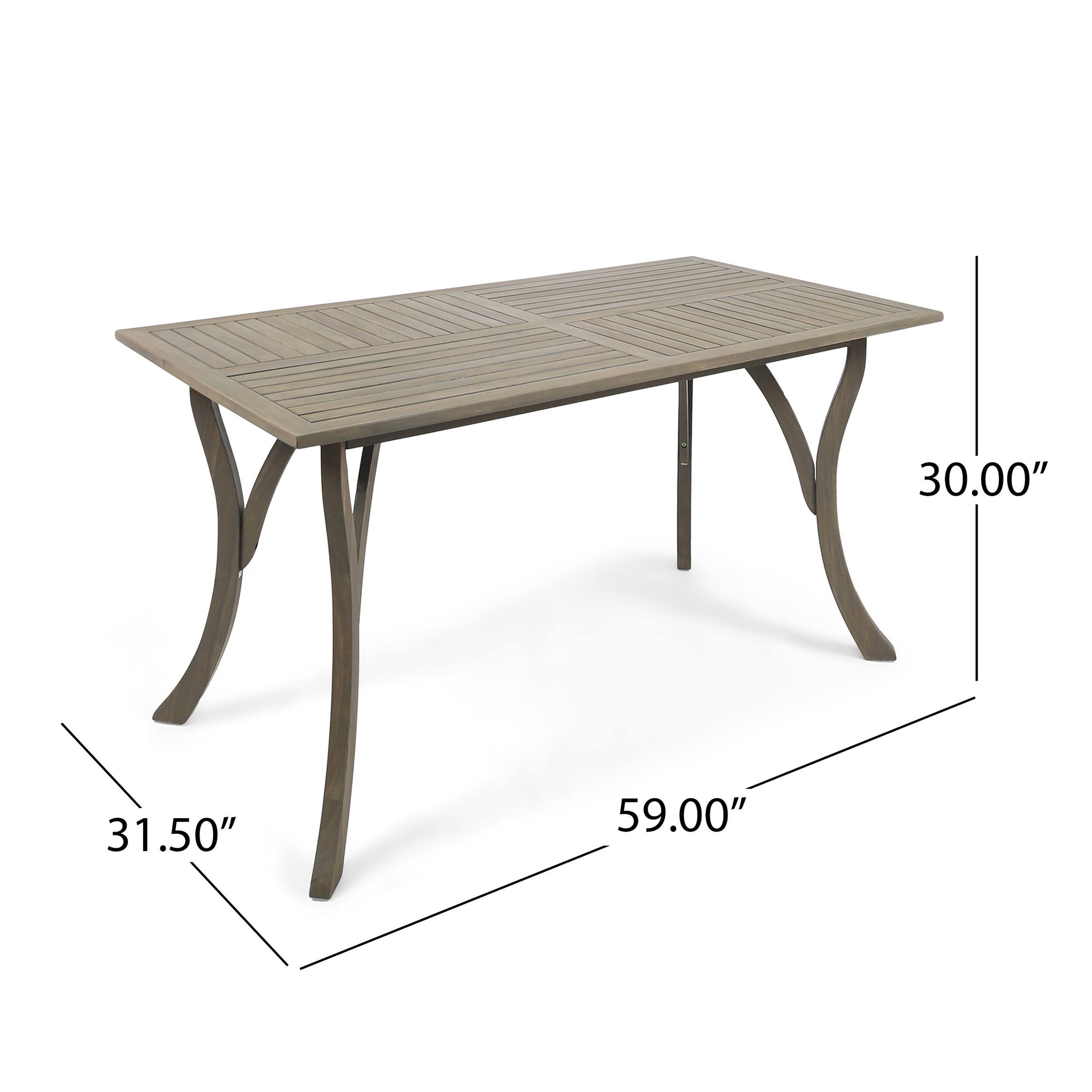 Hermosa Outdoor Acacia Wood Rectangle Dining Table (ONLY) by Natural - Picture 8 of 15
