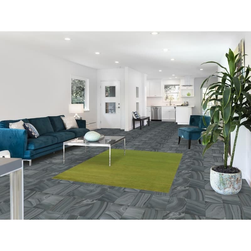 Green Gabbeh Modern Area Rug Hand-Knotted Wool Carpet - 4'9" x 6'4"