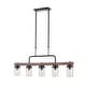 preview thumbnail 9 of 8, Modern Farmhouse 5-Light Wood Linear Chandelier Cylinder Glass Pendant Lights for Dining Room - 38.5"L x 12"H