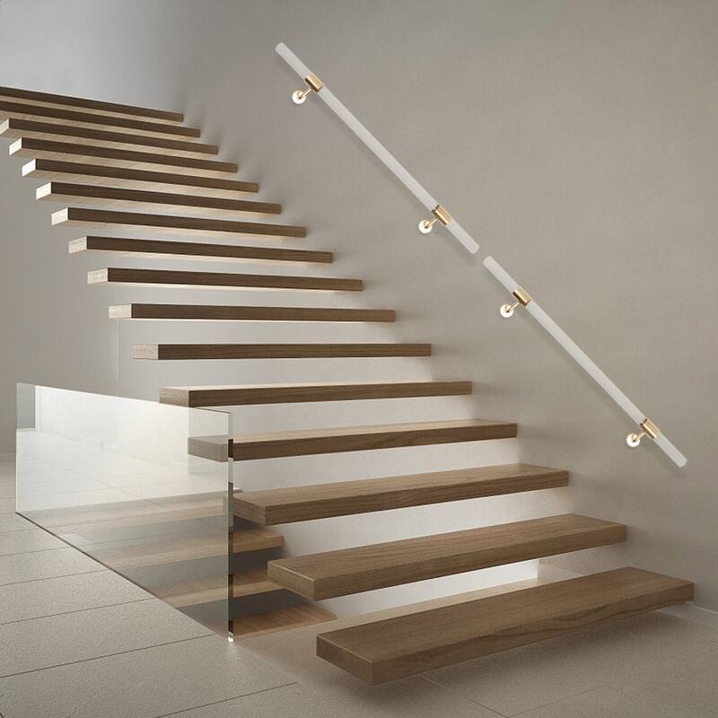 Pair Acrylic Handrail for Indoor Stairs Wall Mount Railing On Sale