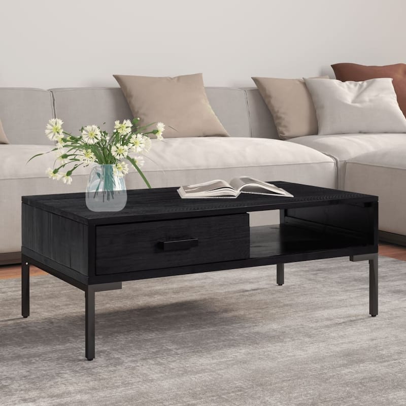 vidaXL Coffee Table 35.4"x19.7"x13.8" Solid Wood Pine - 35.4" x 19.7" x 13.8"