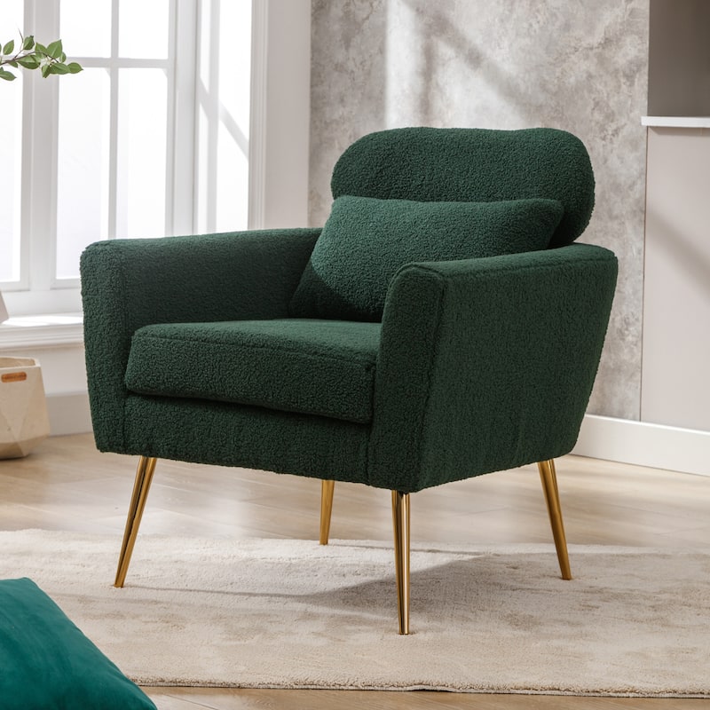 Mid Century Modern Upholstered Accent Chair With Pillow