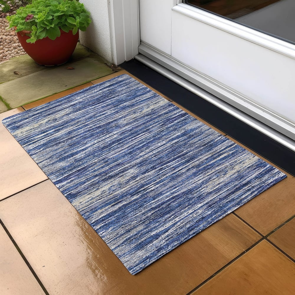 Machine Washable Indoor/ Outdoor Chantille Abstract Stripe Rug