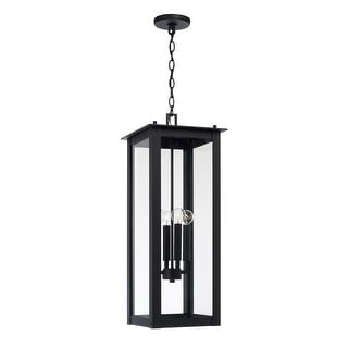11" W x 28.5" H 4-Light Outdoor Rectangular Hanging Lantern with Clear Glass - 11"W x 28.5"H