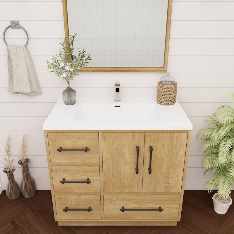 Victoria 36'' L Drawer Freestanding Vanity with Acrylic Sink - 35.5