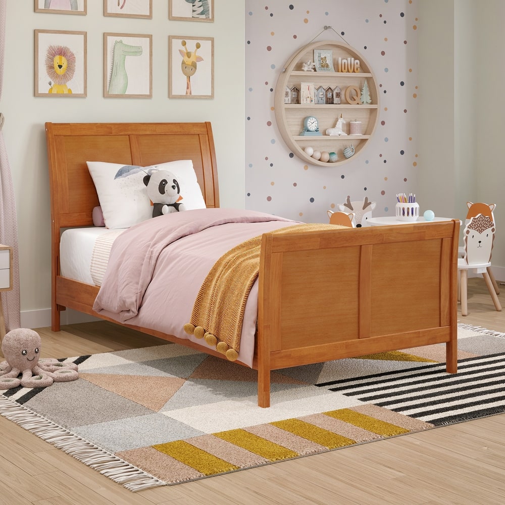 Valencia Solid Wood Low Profile Sleigh Platform Bed with Matching Footboard