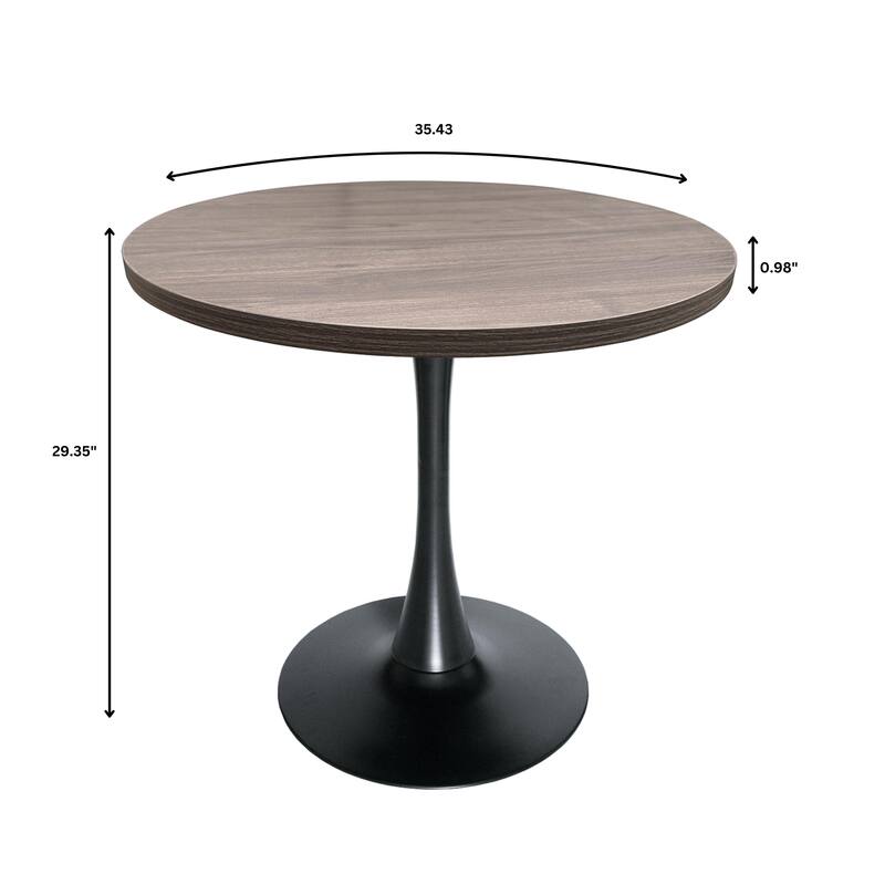 Bristol 36" Round Dining Table for 4 with MDF Top and Sleek Black Iron Base for Kitchen & Dining Room