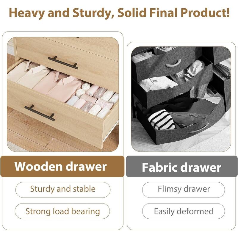 5 Drawer Freestanding Dresser Storage Chest for Living Room, Bedroom