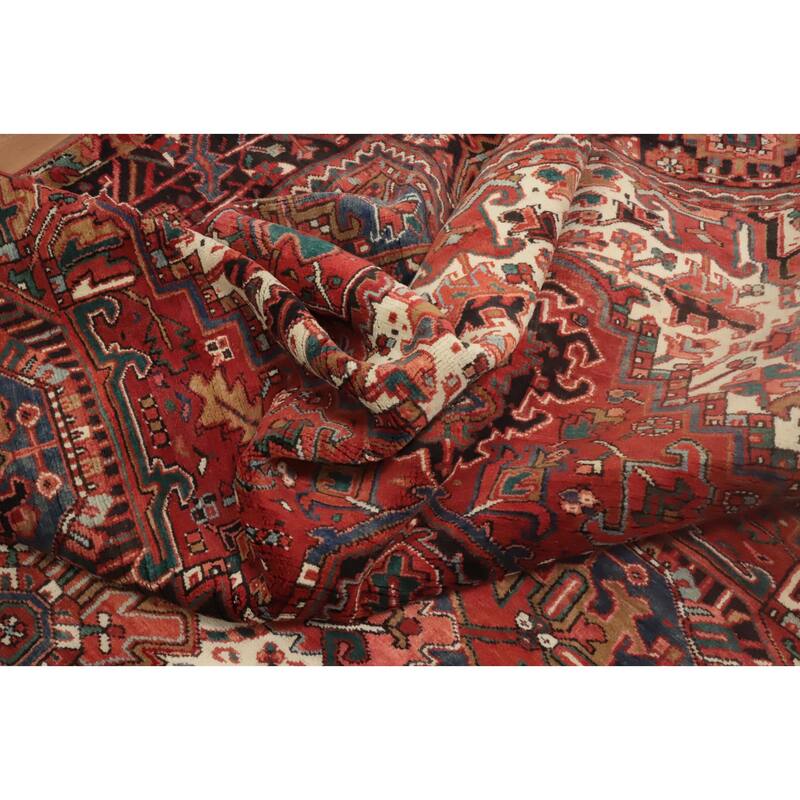 Hand Knotted Oriental 100% Wool Carpet Traditional Medallion Red Heriz Area Rug - 11' 0'' X 8' 0''